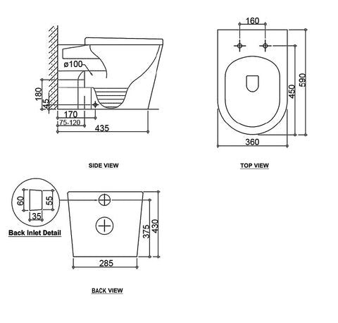 ALZANO Matte White Rimless Wall-Hung Floor Toilet Pan - Ideal Bathroom Upgrade