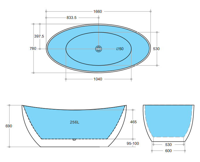 Hot Sale Evie Freestanding Bathtub in Gloss White/Matte White (1500mm & 1660mm Available)