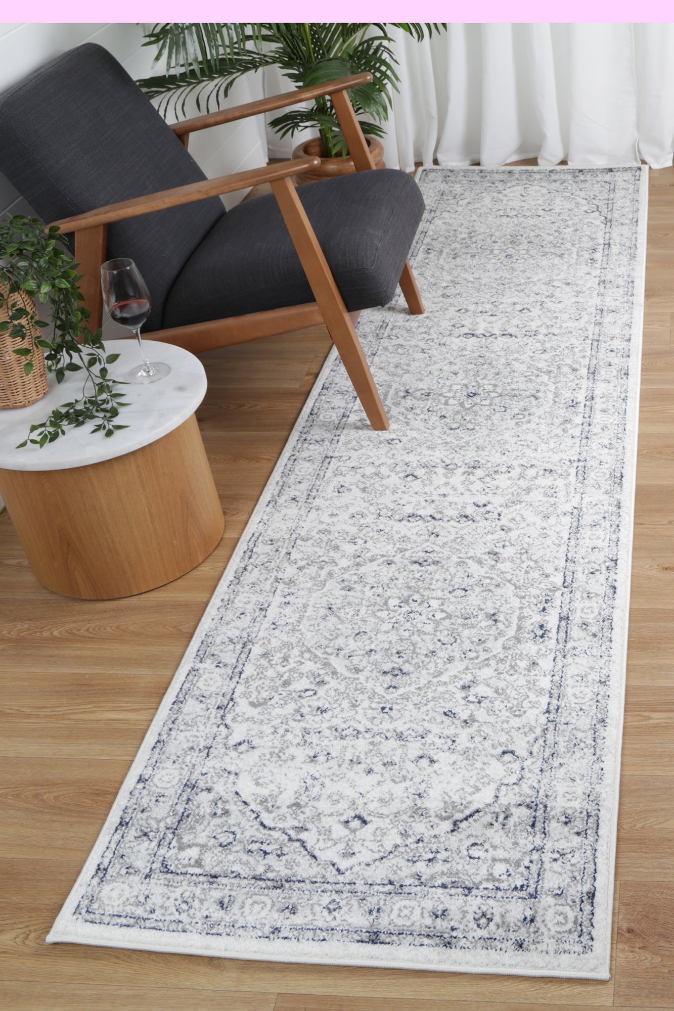 Trendy Navy Floral Area Rug from Ligures Collection - Ideal for Any Room