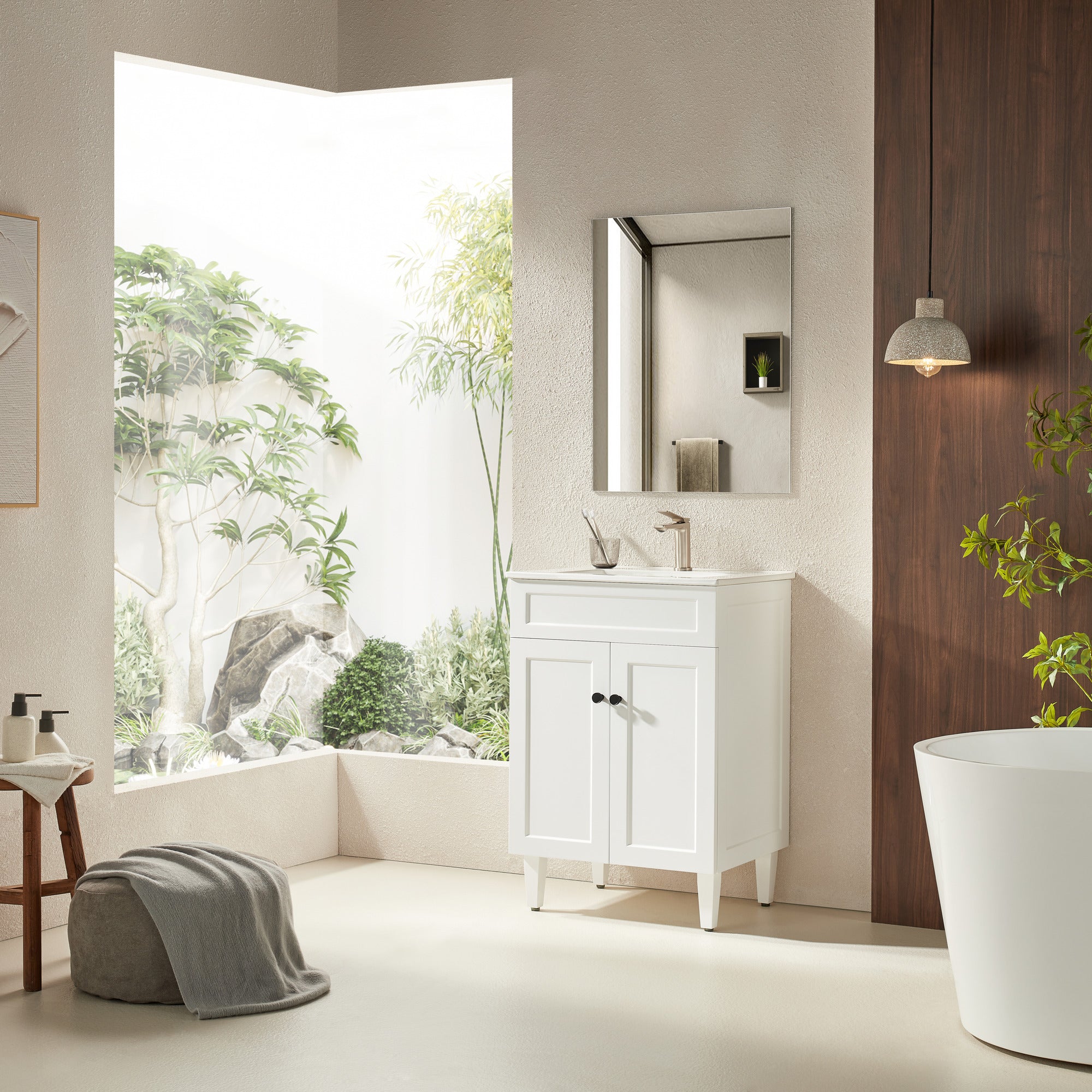 600mm Matte White Harrington PVC Floor - Standing Bathroom Vanity