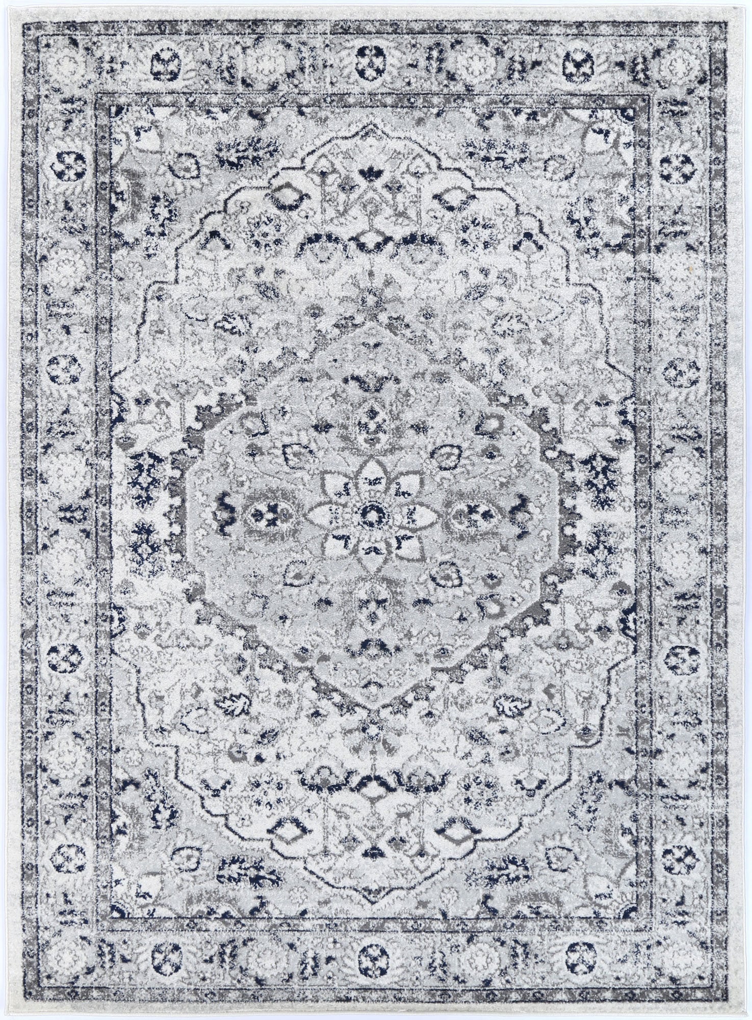 Trendy Navy Floral Area Rug from Ligures Collection - Ideal for Any Room