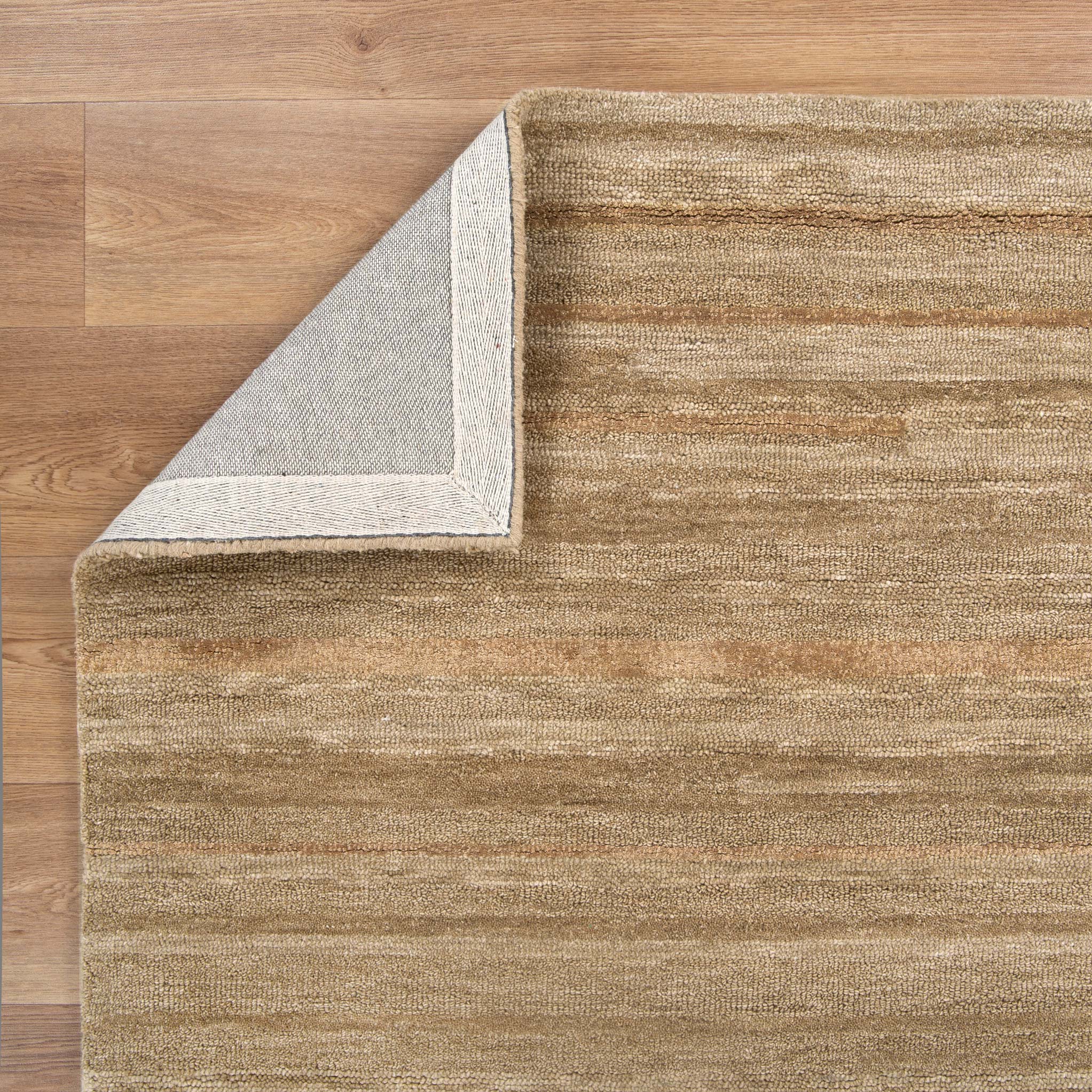 Exclusive Les Nomades Linear Caramel Hand - Tufted 100% Wool Rug for Modern Decor