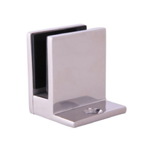 316L Stainless Steel Glass Clamp for Wall Mounting with Leg, Available in Mirror and Satin Finishes