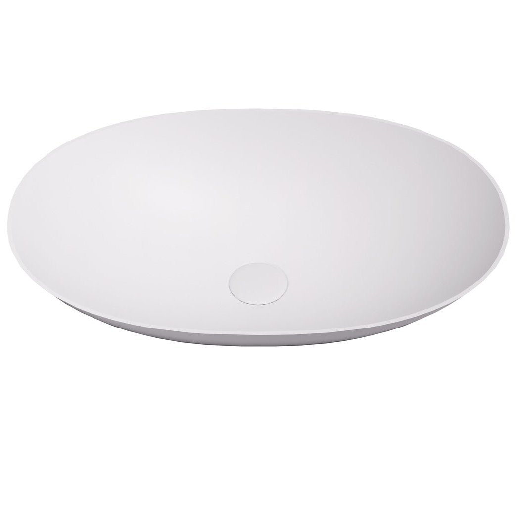 HOT! POSEIDON Kirkby Oval Matte White Cast Stone Basin (580x380x140mm)