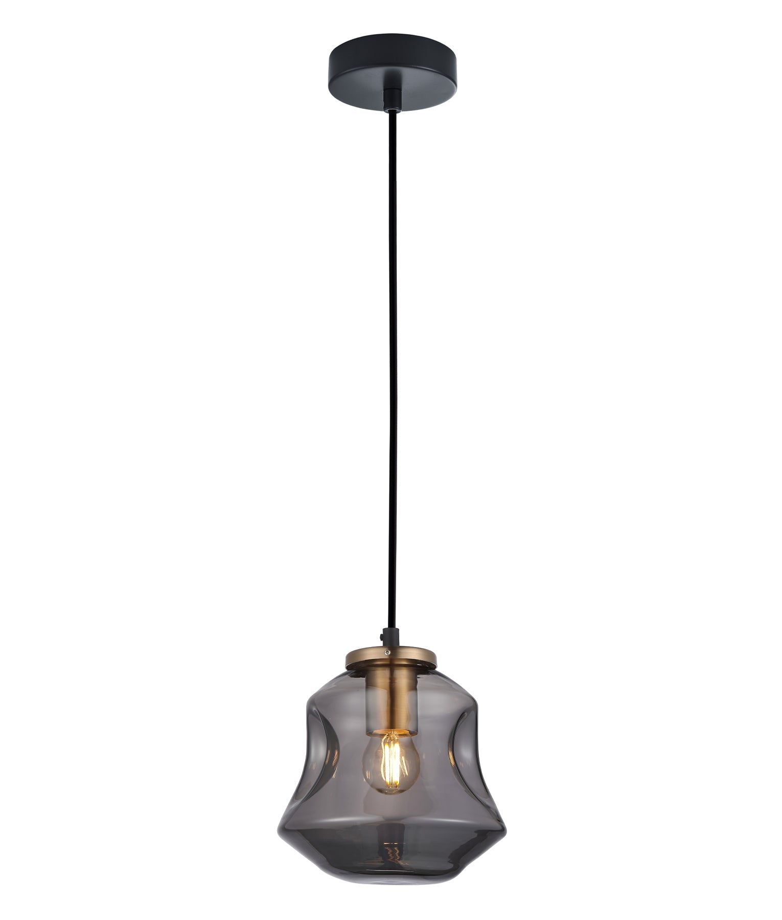 Hot! Interior Angled Bell Glass Pendant Light with Dimpled Smoked Mirror Effect