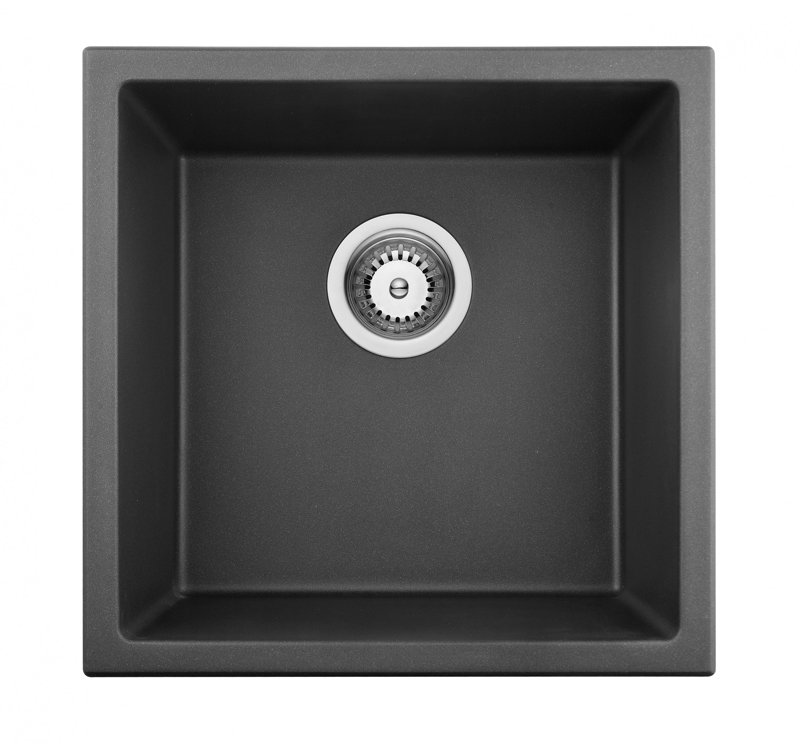 Hot Deal! Matte Black POS Quartz Undermount Single Kitchen Sink 381x457x220