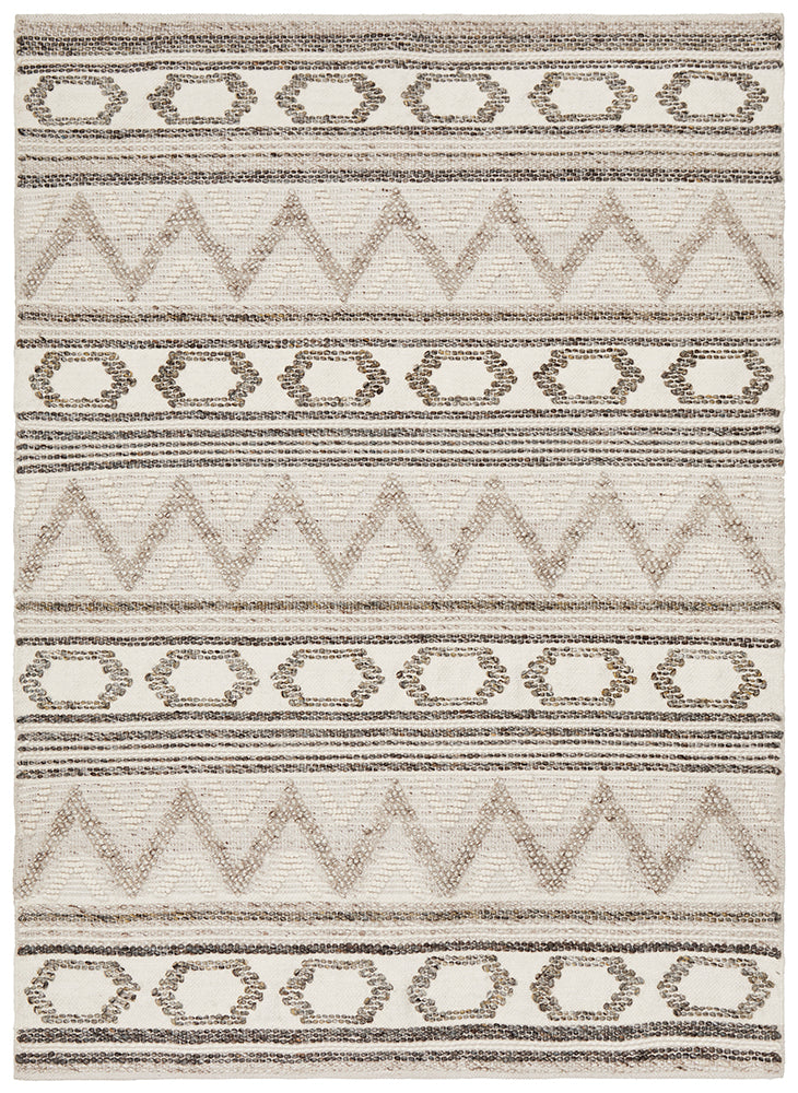 Exquisite Miller Rhythm Hand - Loomed Tap Stone Wool - Cotton Viscose Rug
