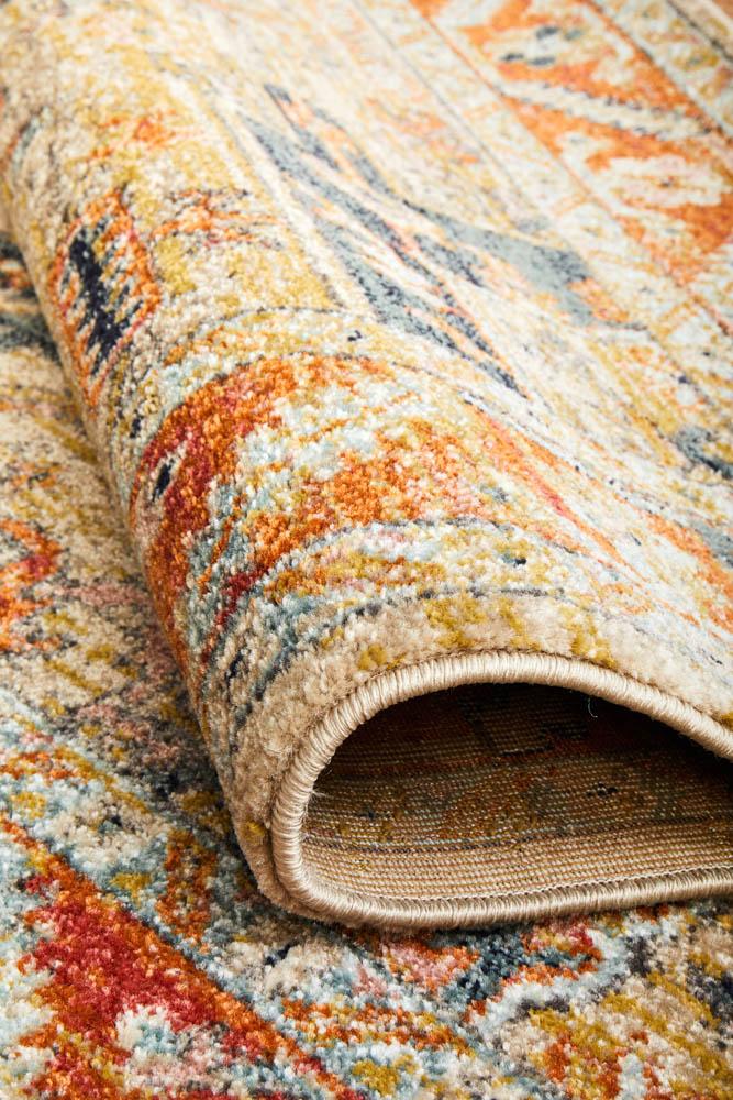 100% Polypropylene Legacy Rust Rug with Faded Persian Design, Made in Turkey