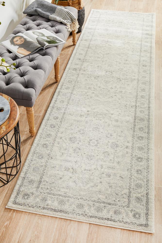 Hot Deal! Evoke Winter White Transitional Power-Loomed Runner Rug for Homes