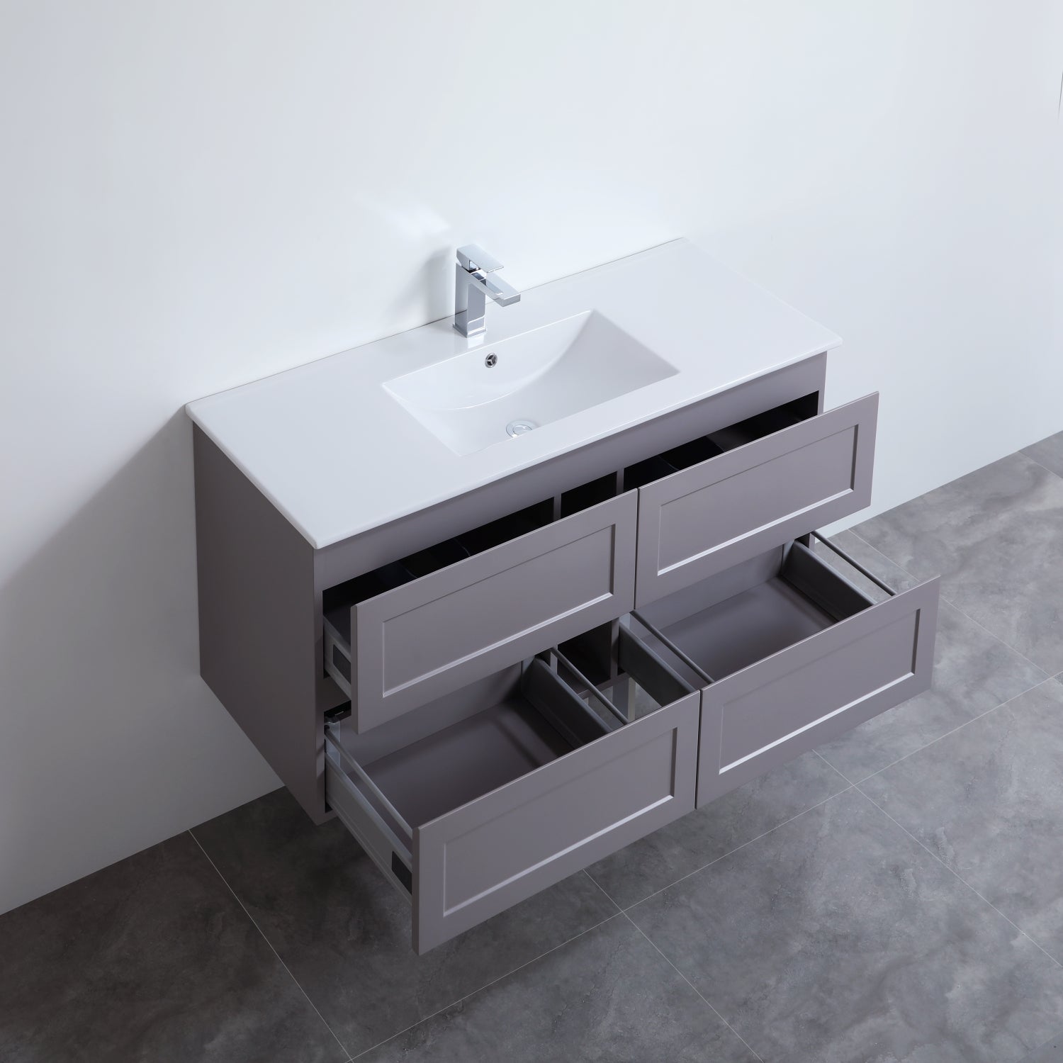 1200mm Fremantle Wall - Hung PVC Vanity in Matte Grey (Single or Double Bowl)