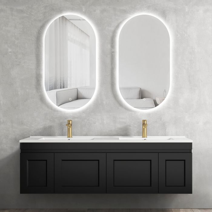 HAMPTON Mark II Wall-Hung Vanity - 1500mm Matte Black, Stylish Storage Solution