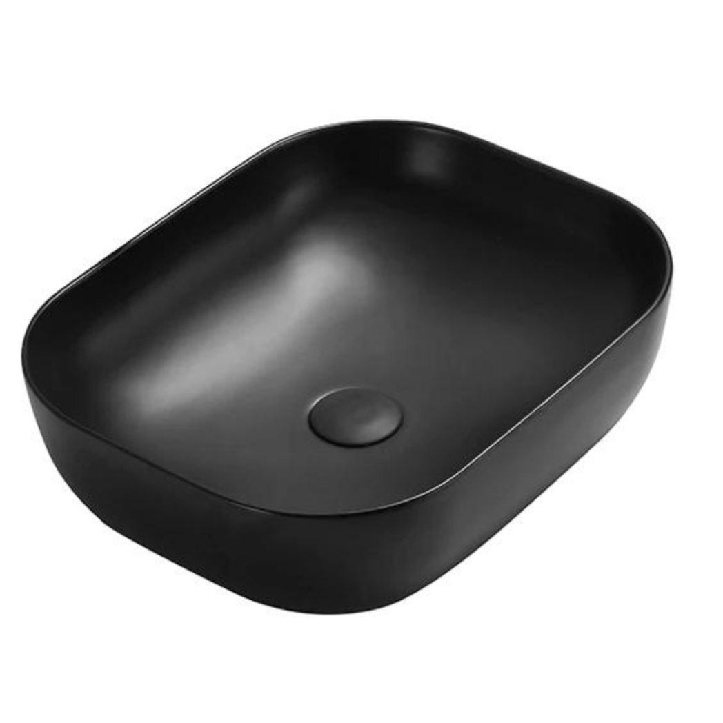 Rectangle Poseidon Matte Black Ceramic Basin (505x405x140)