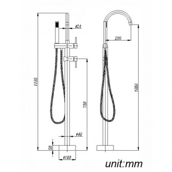 Hot Deal! Pentro Black Freestanding Bath Mixer with Handheld Shower