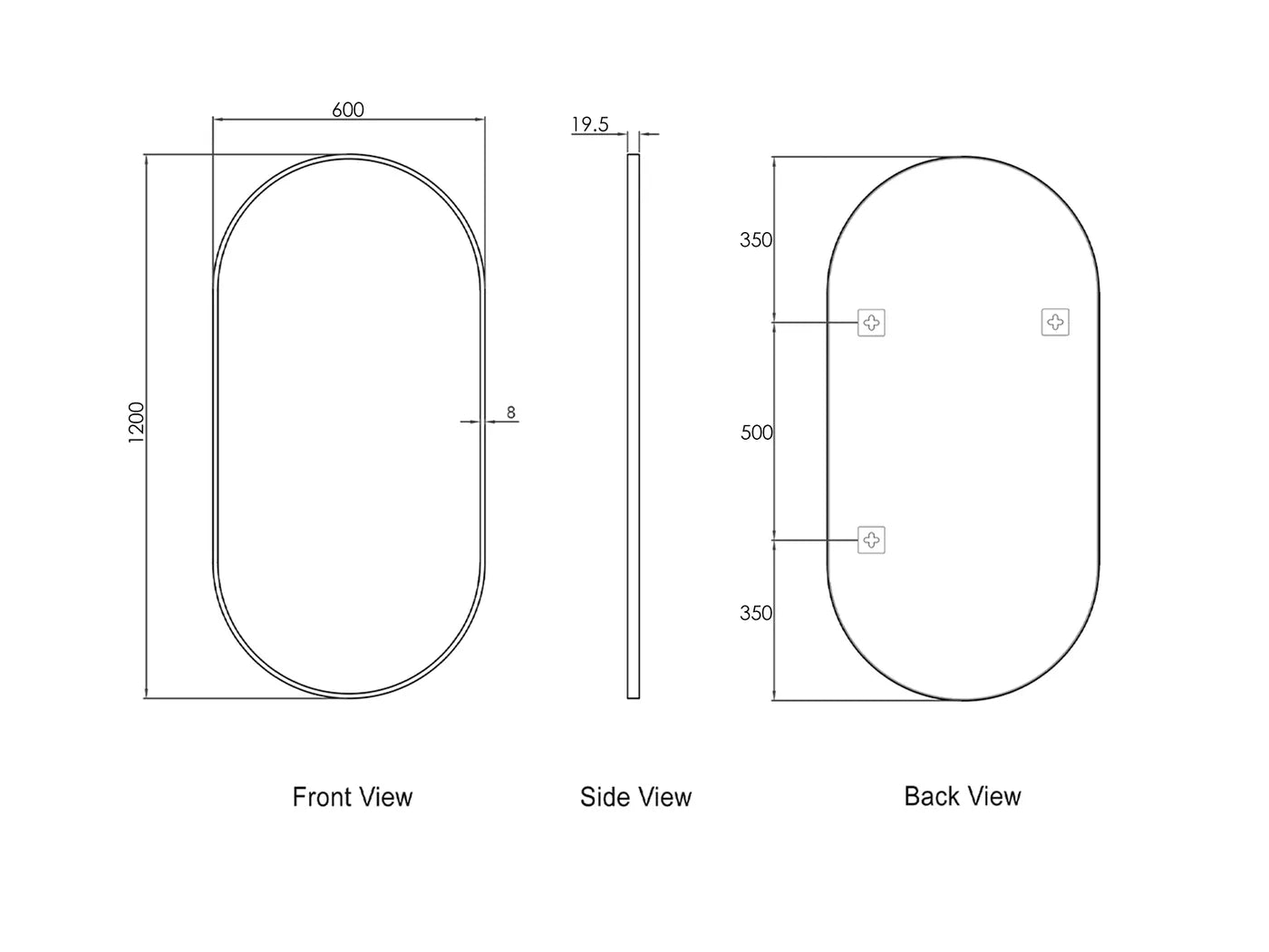 Hot Sale! Oval Framed Matte White NOOSA Mirror in 1200mm and 900mm Sizes