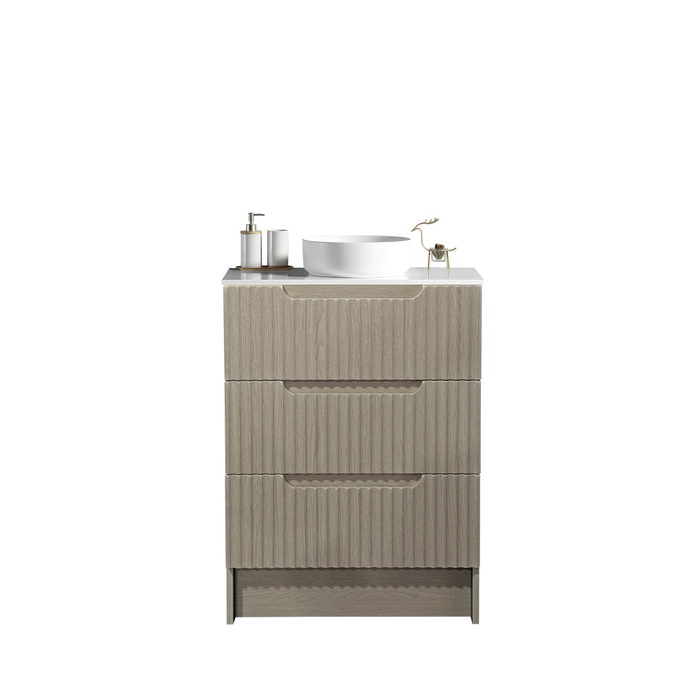 All-Size Natural Oak Fluted Rhea Floor Standing Bathroom Vanity