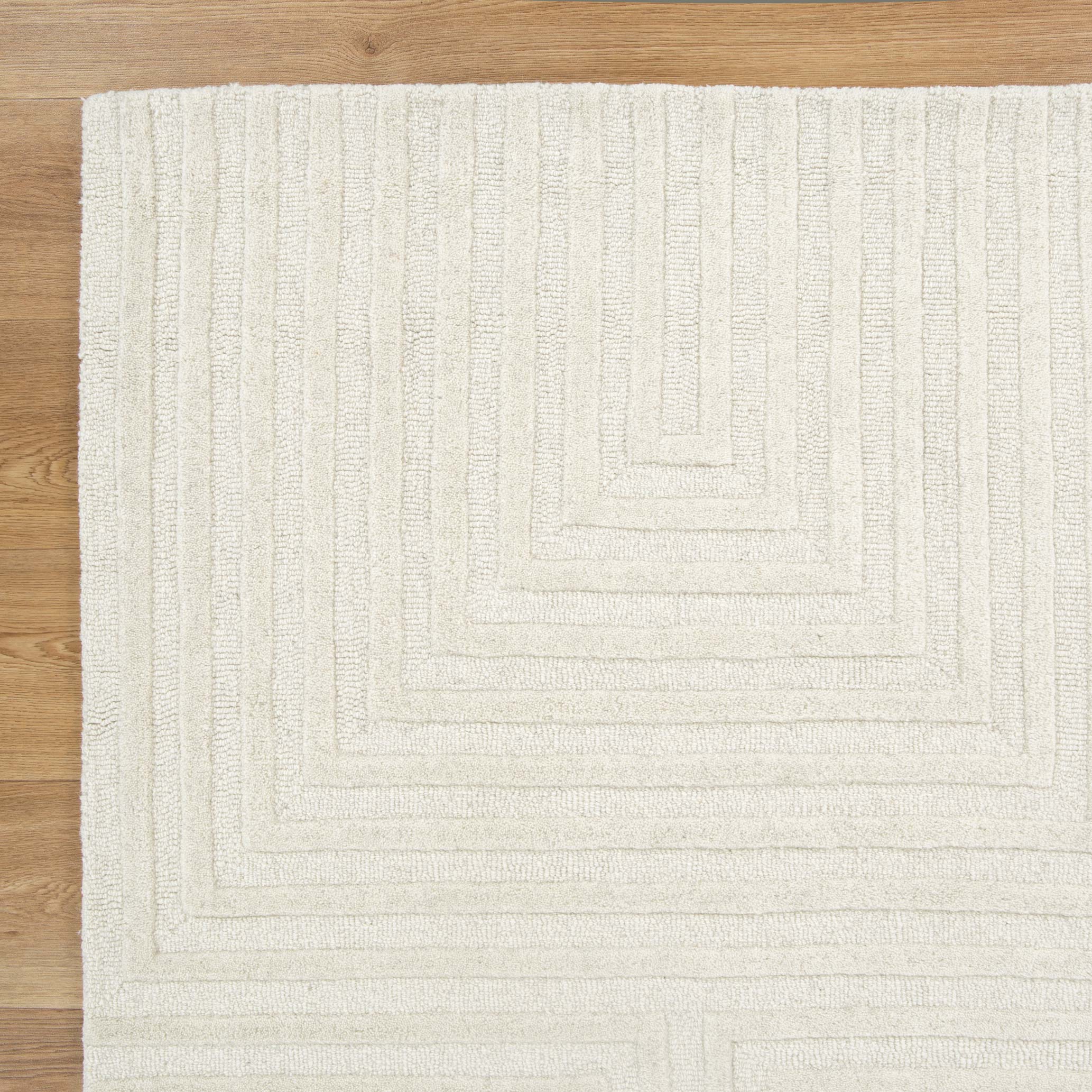 Hot Sale! Les Nomades Felix Hand - Tufted 100% Cream Wool Area Rug for Modern Decor