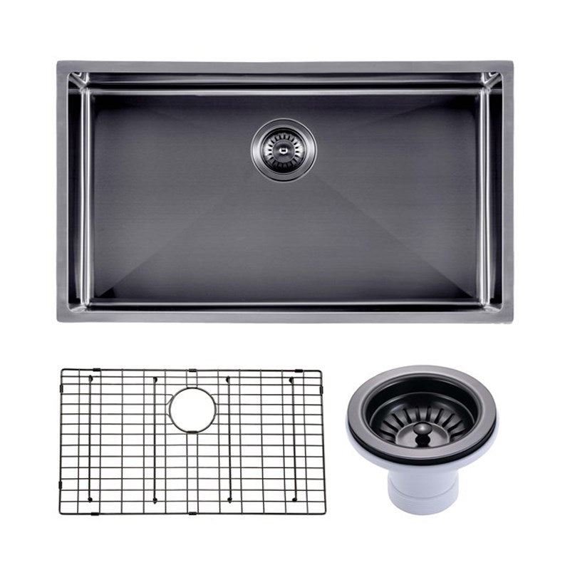 Exclusive Gunmetal Grey PVD Stainless Steel Single Bowl Kitchen Sink - 762x457x254mm