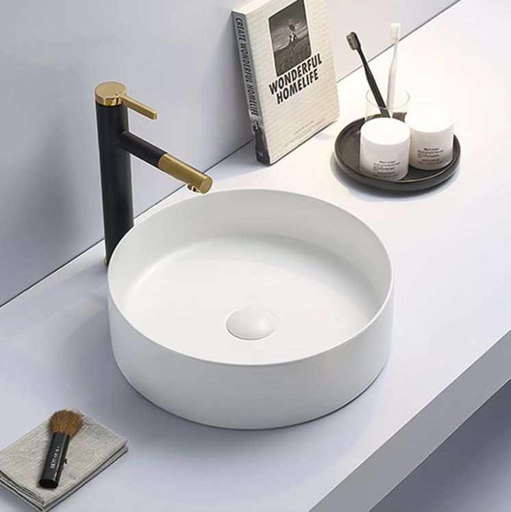 Hot Deal! POSEIDON Round Matte White Ceramic Basin (394x394x115)