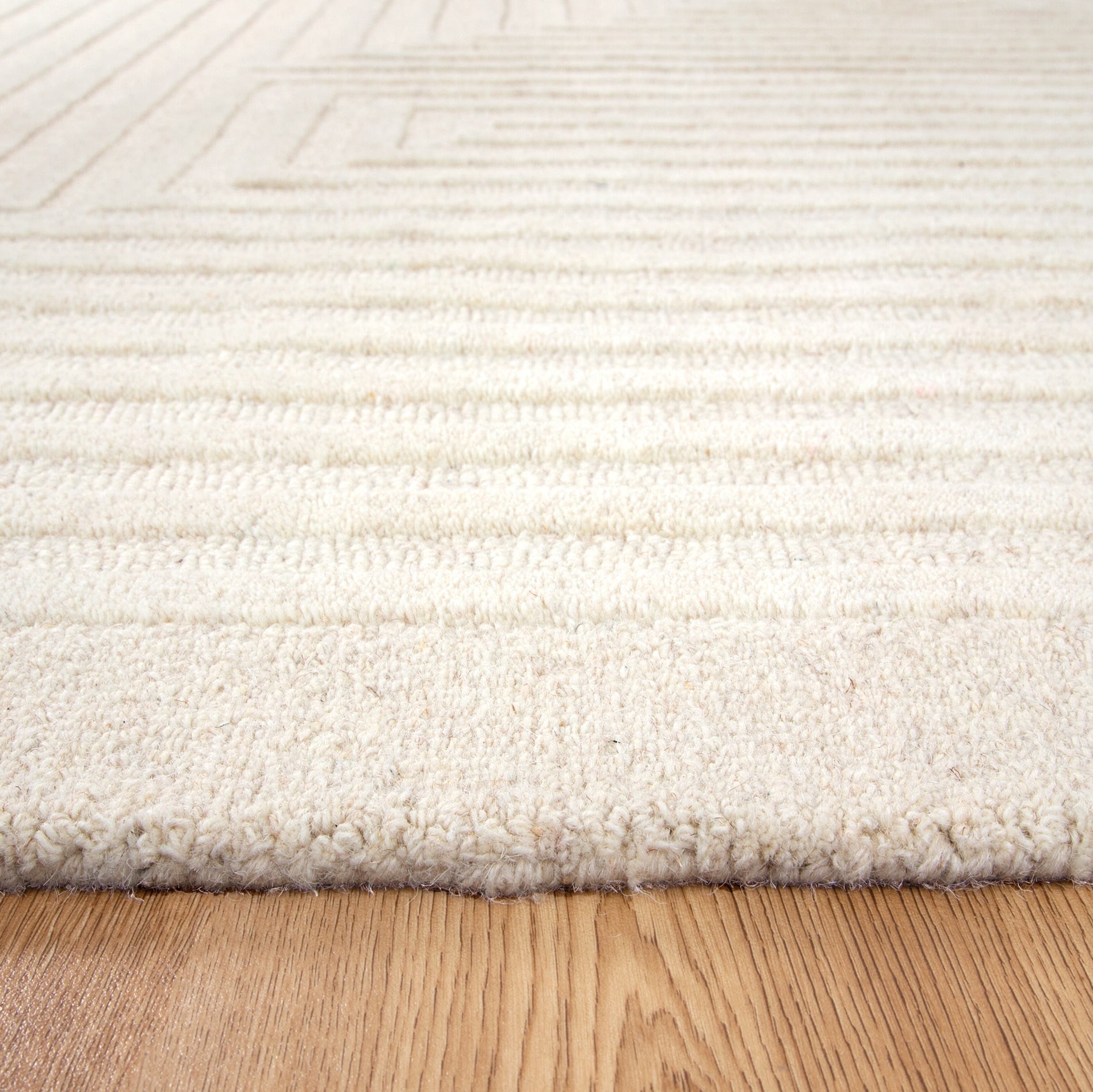 Hot Sale! Les Nomades Felix Hand - Tufted 100% Cream Wool Area Rug for Modern Decor