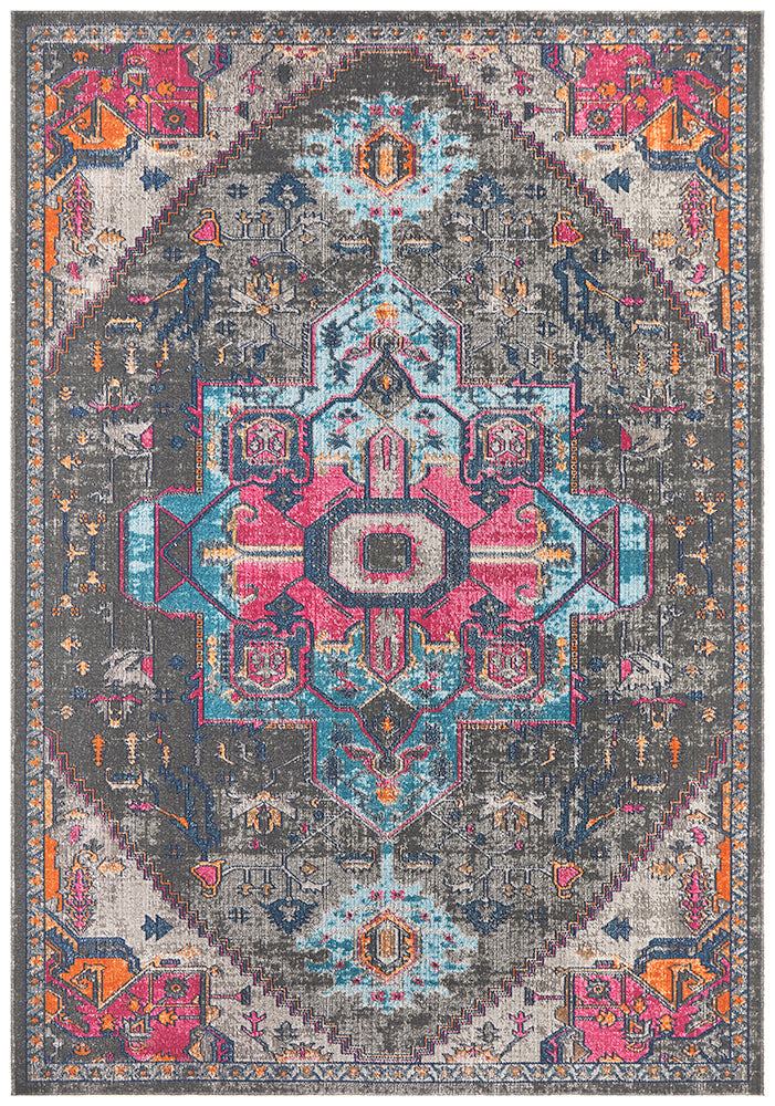 Quad Grey Vintage-Style Persian Rug - Power Loomed for Durability, Great Deal!