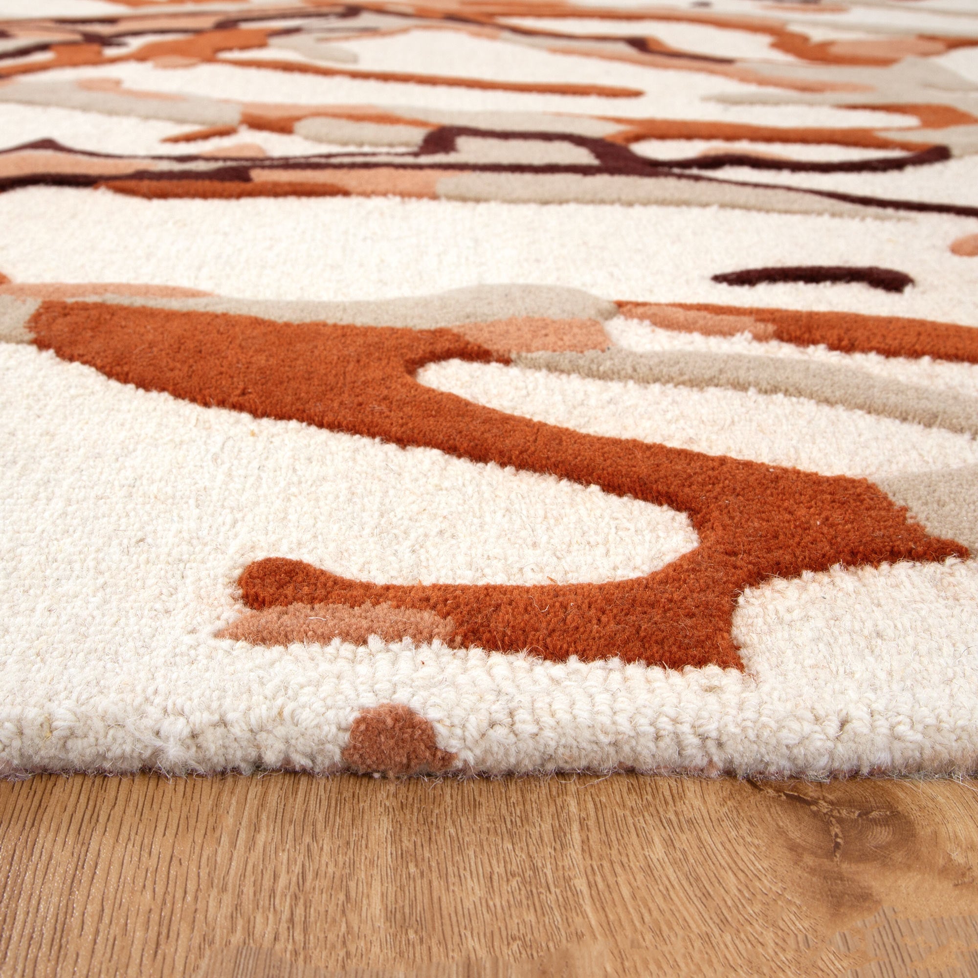 Exclusive Les Nomades Tangle Rust Hand - Tufted 100% Wool Rug for Modern Decor