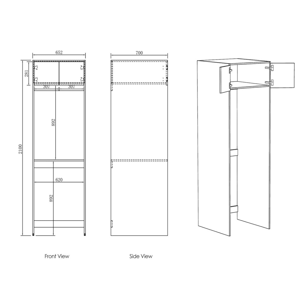 Hampshire White Laundry Cabinet Set 1715x600x2100 - Set C | Great Value