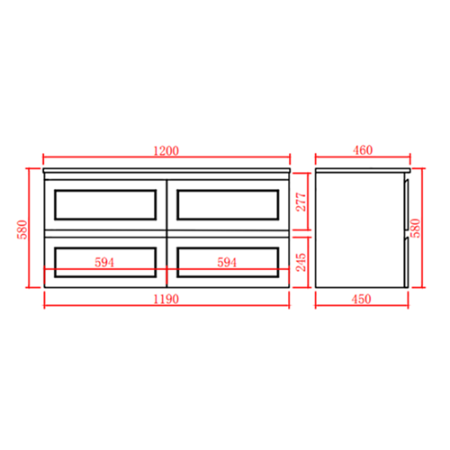 1200mm Fremantle PVC Wall - Hung Vanity in Matte Black (Single/Double Bowl)