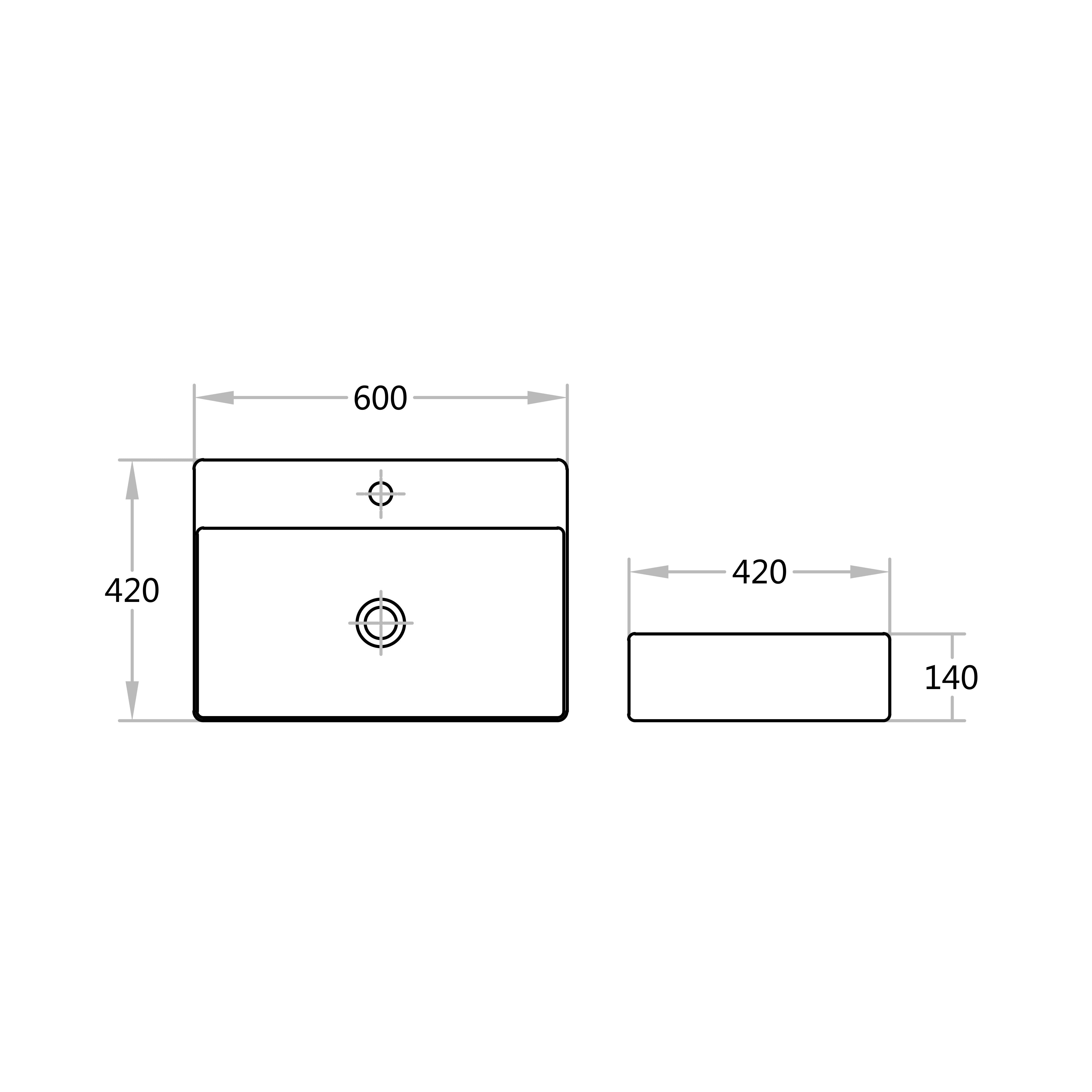 POSEIDON 600mm Ultra Slim Rectangle Wall Hung/Above Basin
