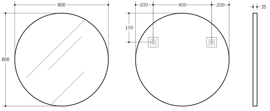 Hot Deal! Poseidon Matte Black Round Framed Mirror in 600/700/800mm Sizes