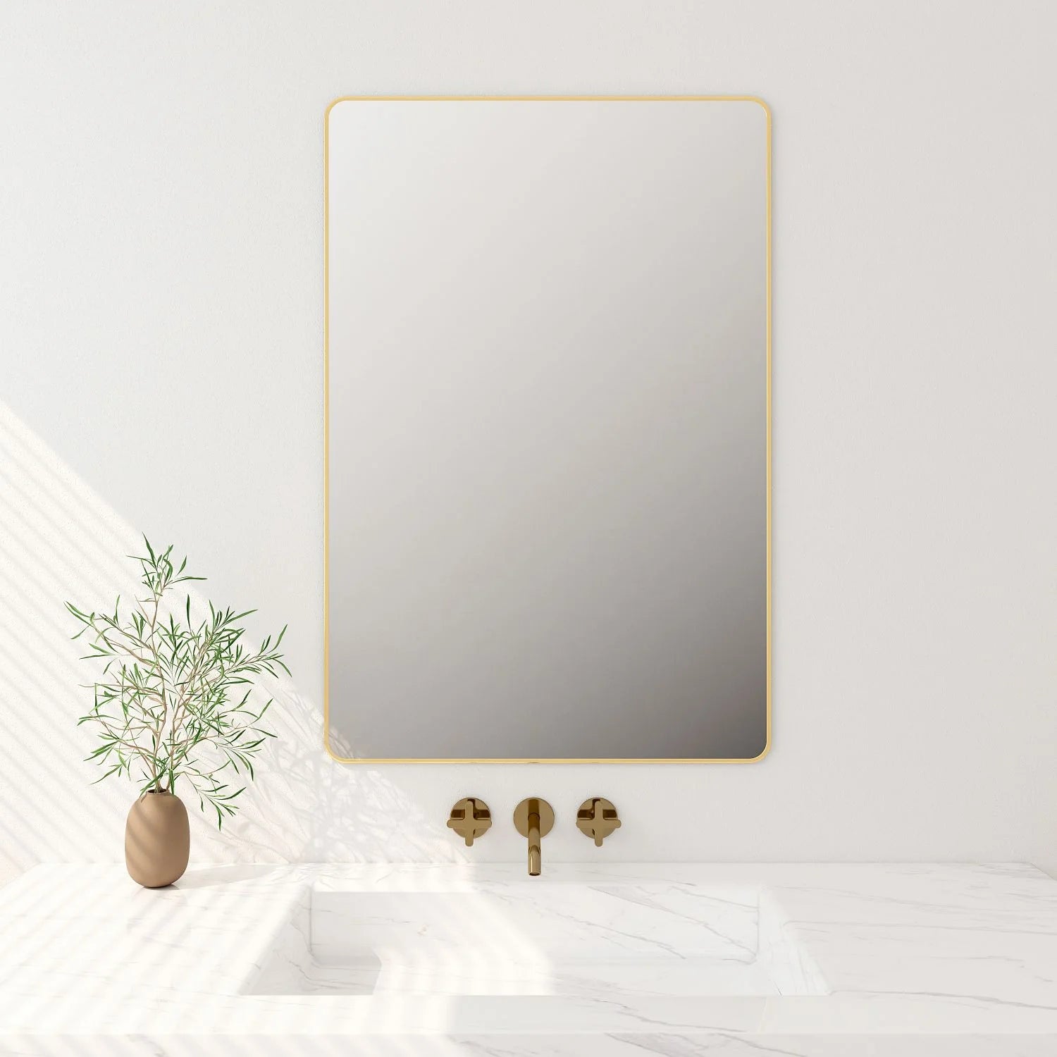 600x750mm Brushed Gold Aluminum Framed Elegant Rectangular Mirror