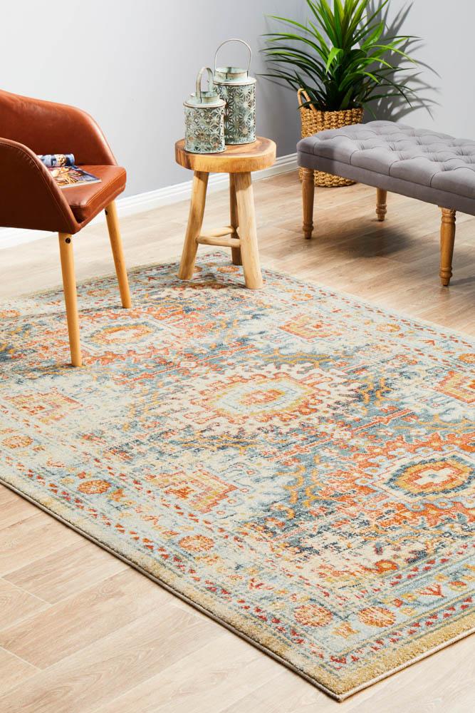 Legacy Blue Power - Loomed Polypropylene Rug with Floral Design