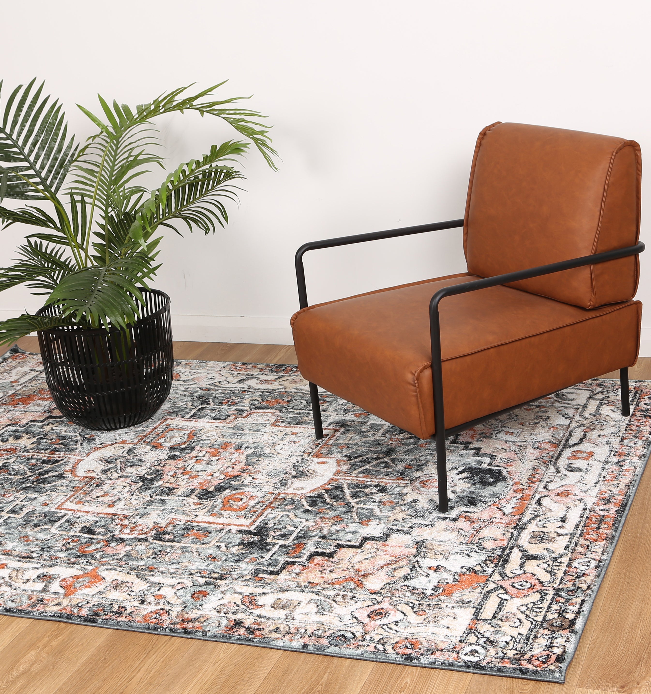 Anatolia Traditional Polypropylene Charcoal Rug - Ideal for High - Traffic Areas, Kid & Pet - Friendly
