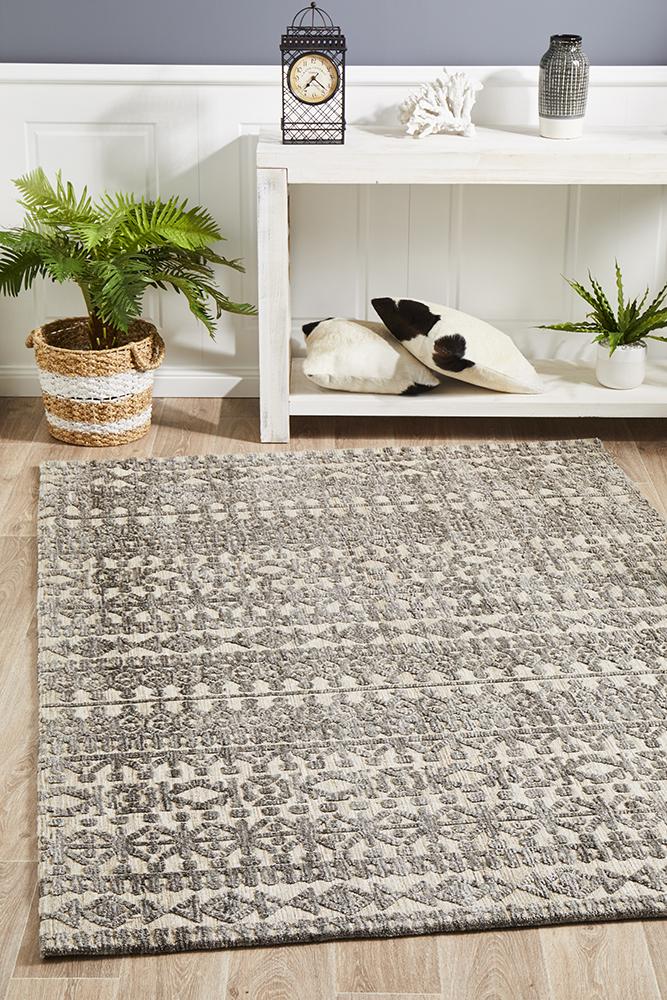 Exquisite Levi Jemma Natural Grey Microfibre Polyester Rug