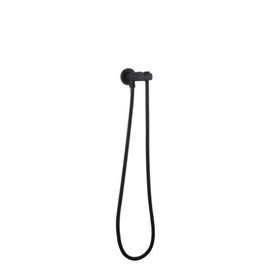 Hot Deal! Pentro Round Shower Holder Set with Matte Black Wall Connector & 1.5m Hose