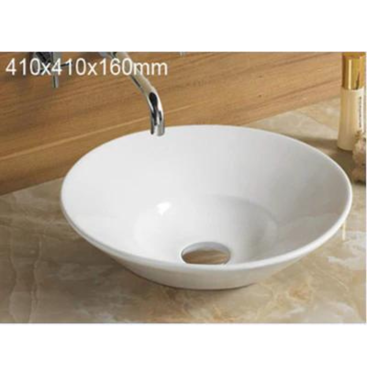 Glossy White Round Ceramic Insert Basin (410x410x160) - POSEIDON