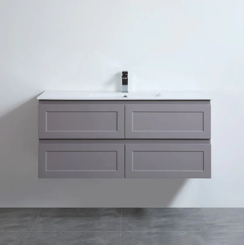 1200mm Fremantle Wall - Hung PVC Vanity in Matte Grey (Single or Double Bowl)