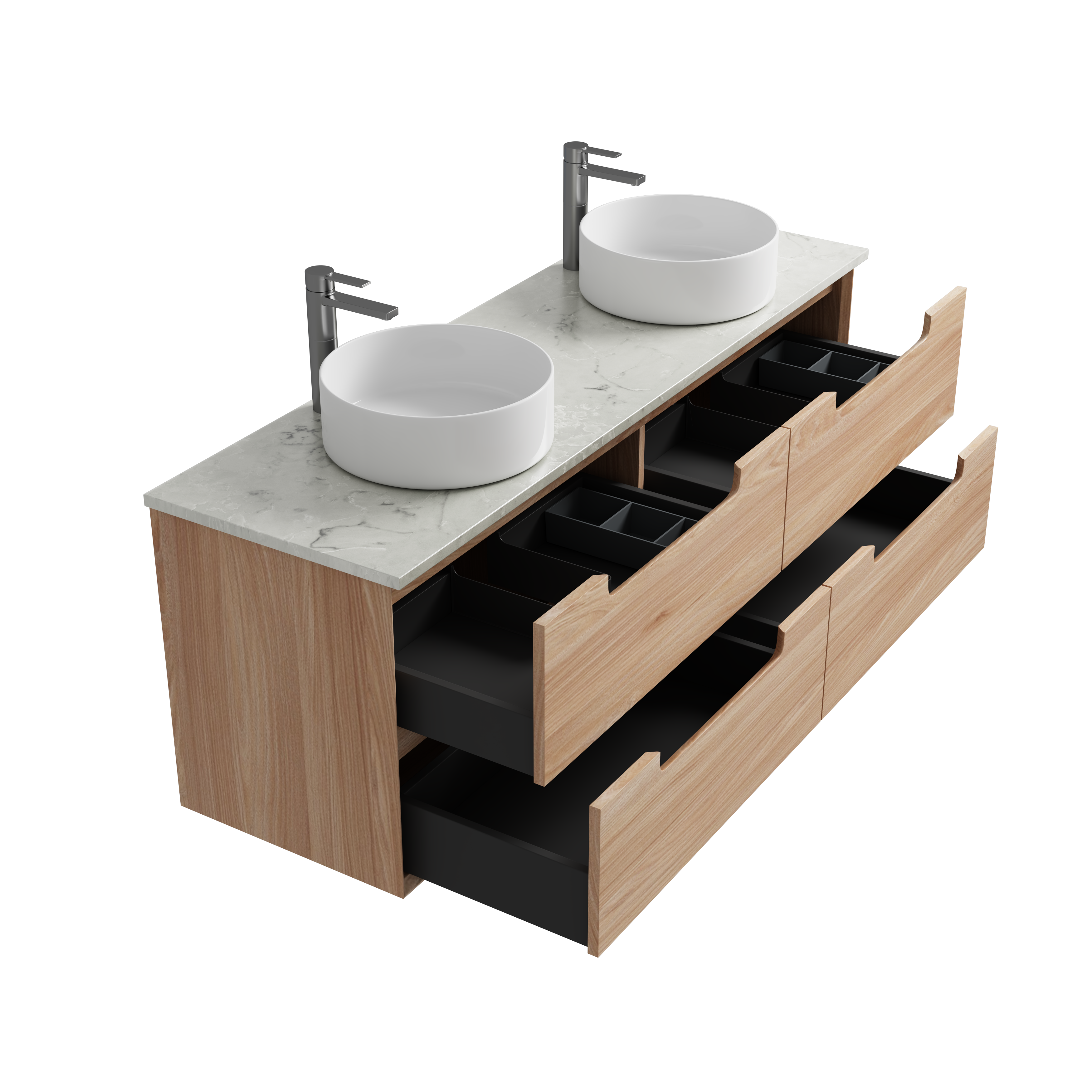 Exclusive AINSLEY Wall-Hung Bathroom Vanity in Natural Oak, Available in All Sizes