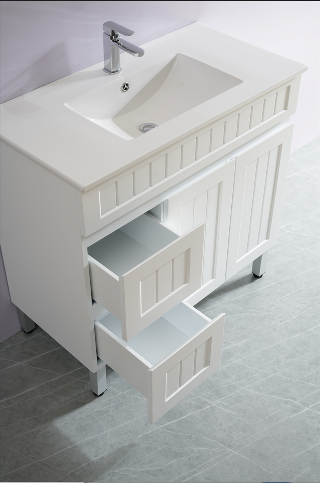 Exclusive Sale! Acacia 900mm Matte White PVC Floor Standing Shaker Vanity