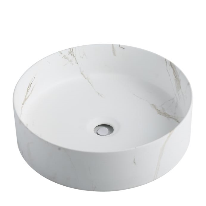 Matte White Carrara Round Basin (394x394x115) - POSEIDON Style