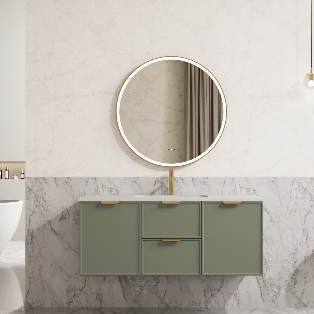 Olive Green 1200mm Miami Wall Hung PVC Bathroom Vanity Cabinet (Single or Double Bowl)