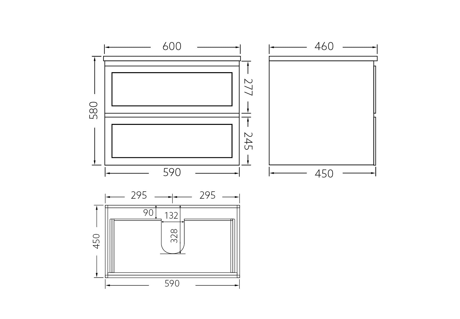 Hampton Style 600mm Matte Black PVC Wall Hung Cabinet Vanity - Premium Quality!