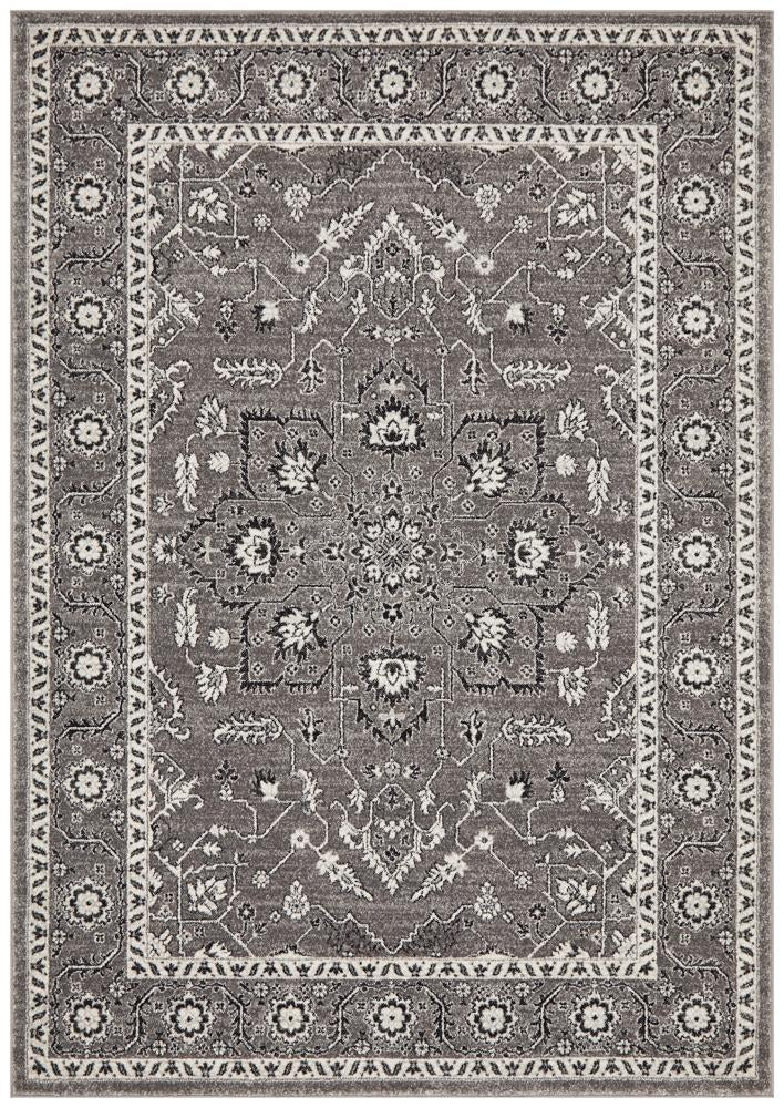 Stylish Evoke Stone Grey Transitional Heat - Set Polypropylene Rug