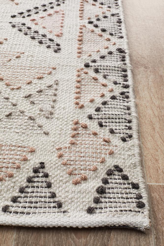 Estella Exquisite White Peach Flat-Woven Rug from India