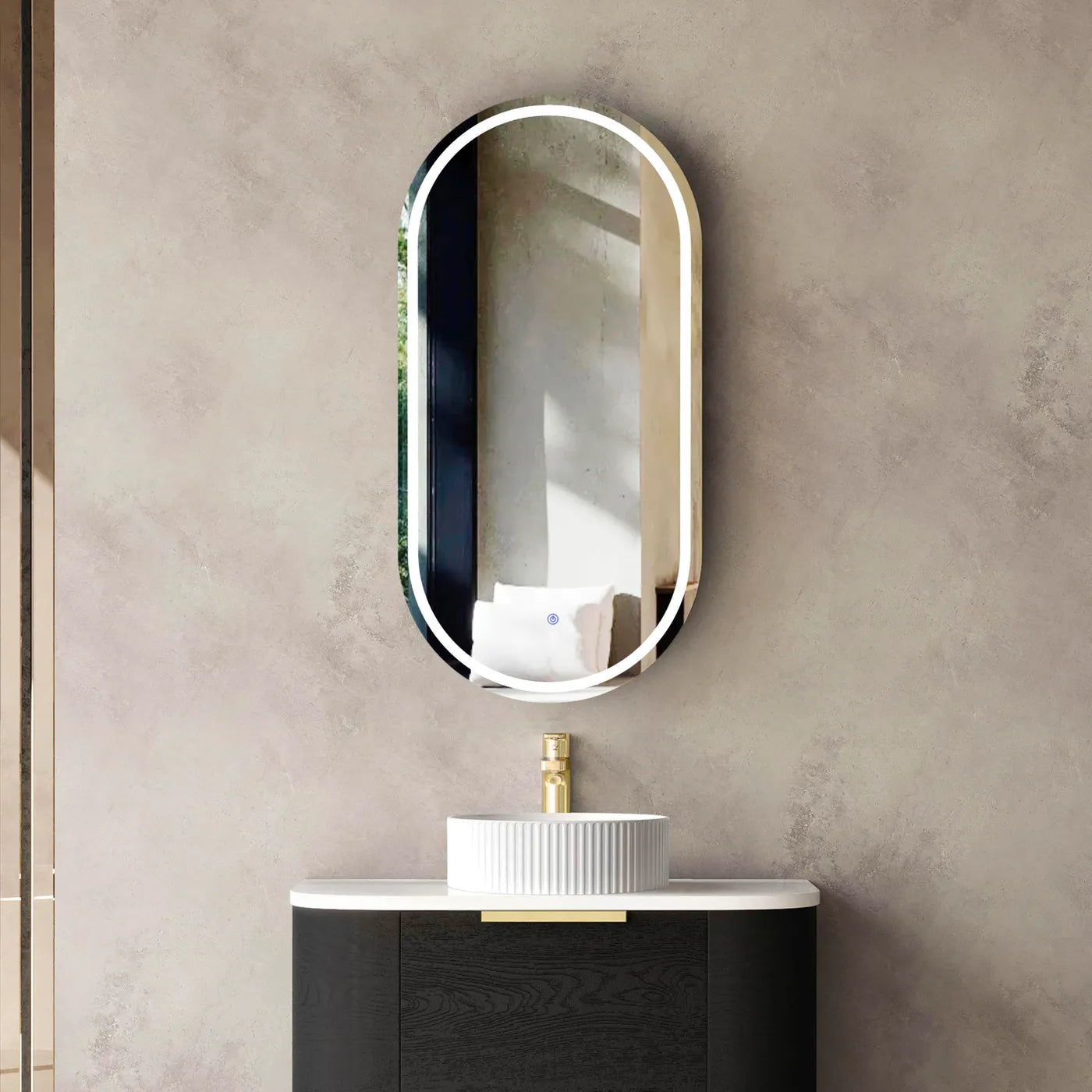 Hot Deal! 900mm Black Oak LED Noosa Shaving Cabinet with 3 Colour Function