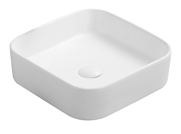 Glossy White Square Ceramic Basin (370x370x110) - Poseidon Style