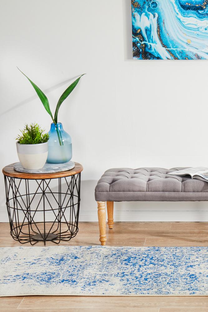 Hot! Evoke Horizon White Navy Transitional Runner Rug