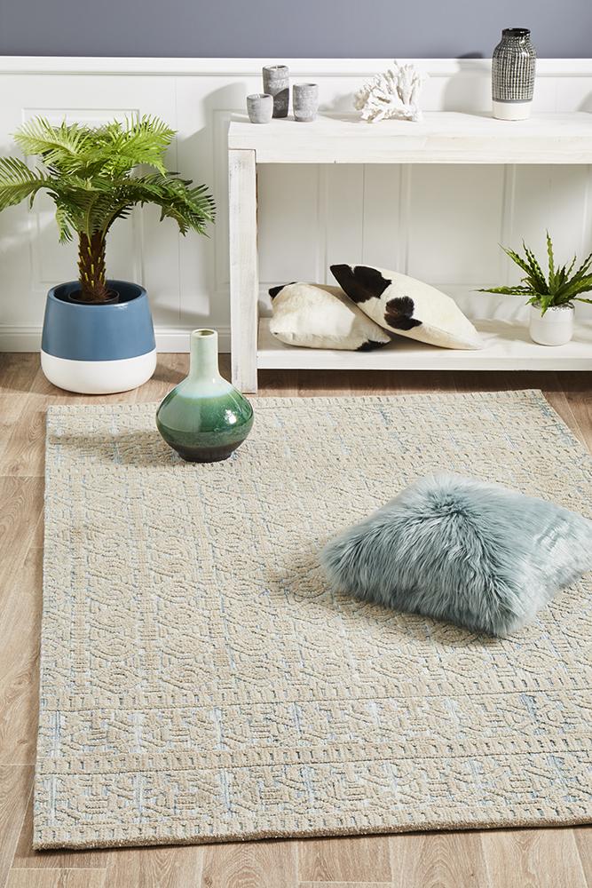 Levi Lucy High - Pile Blue Green Microfibre Polyester Rug
