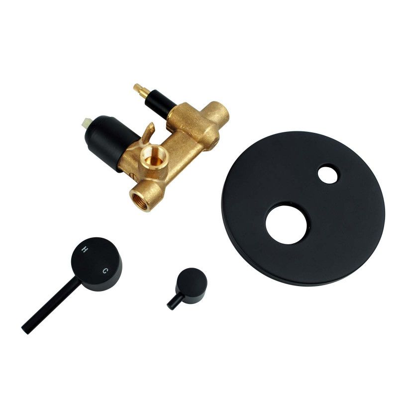 Hot Deal! LUCID PIN Round Brushed Gold Wall - Mounted Shower and Bath Mixer Diverter