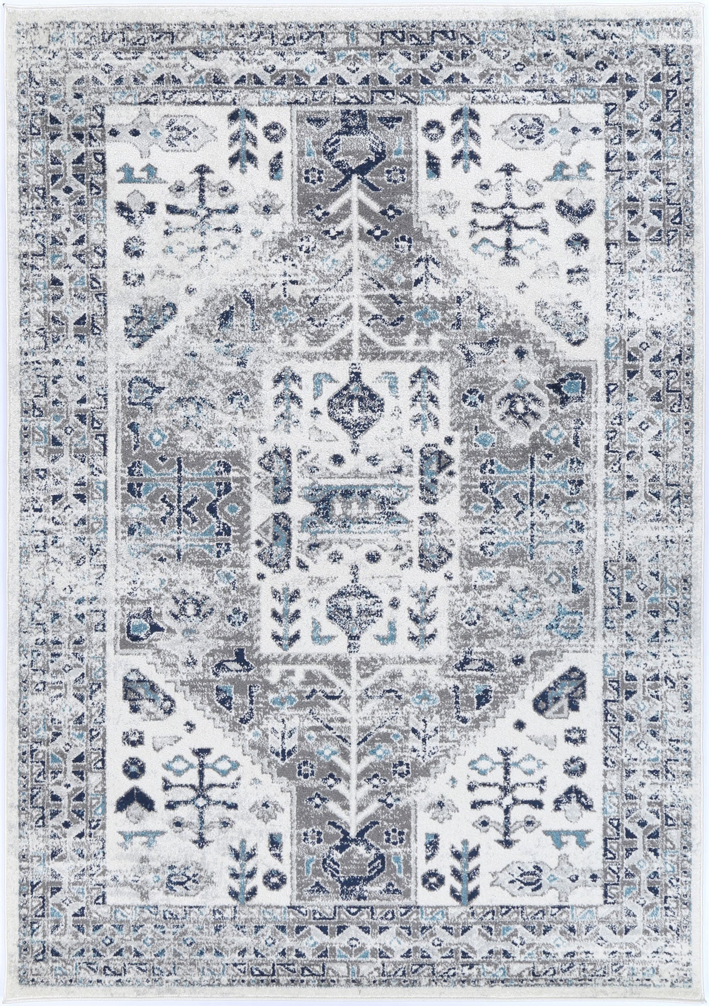 Trendy Blue Traditional Cream Rug from Ligures Collection - Ideal for Home Decor