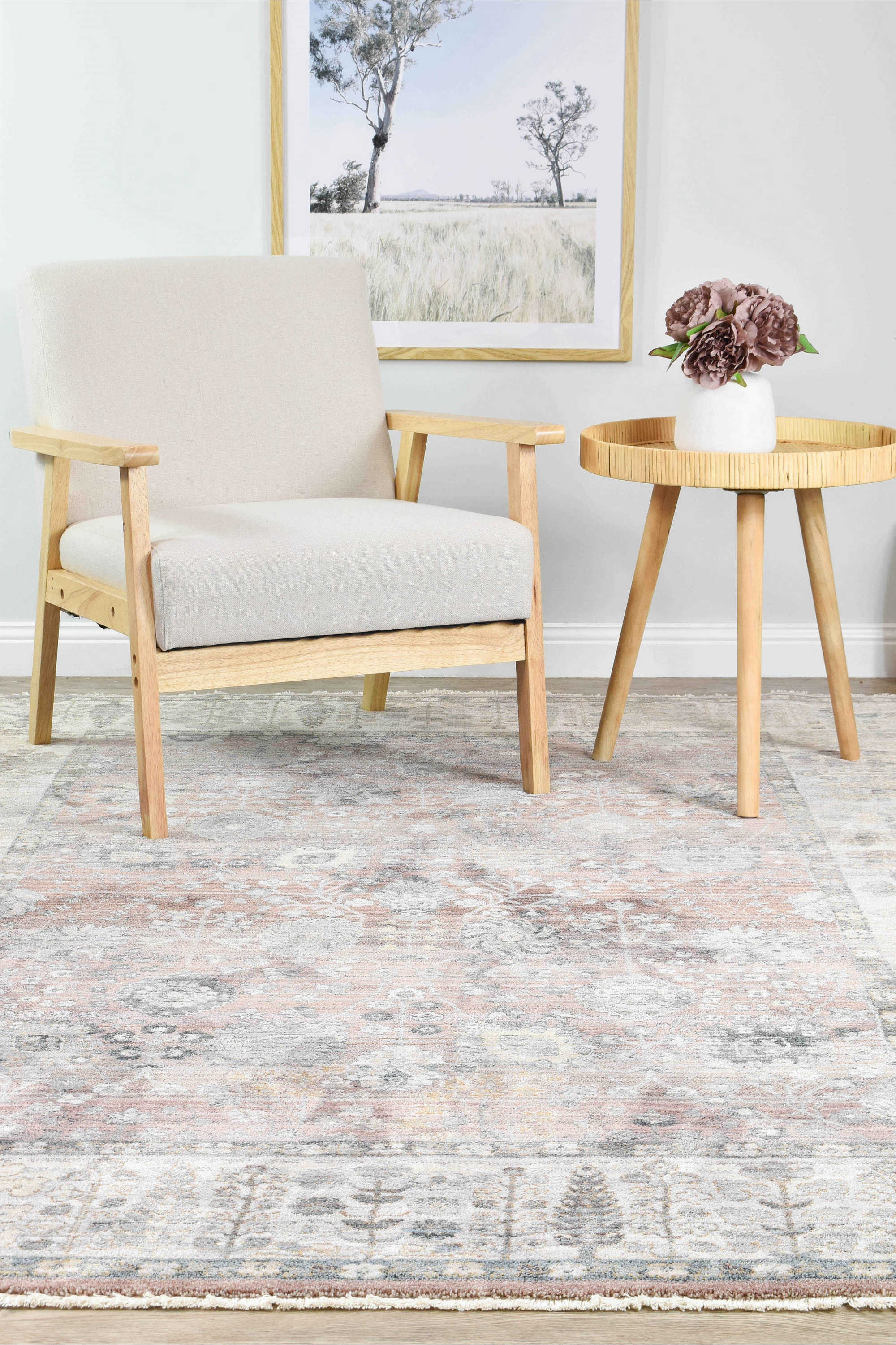 Novara 0B568A Soft Pink Rose Balm Luxury Rug from Turkey